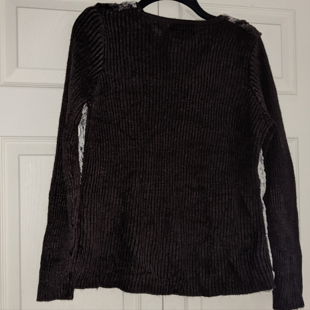 Alfred Dunner Full Zip Fur Sweater - Picture 4 of 6